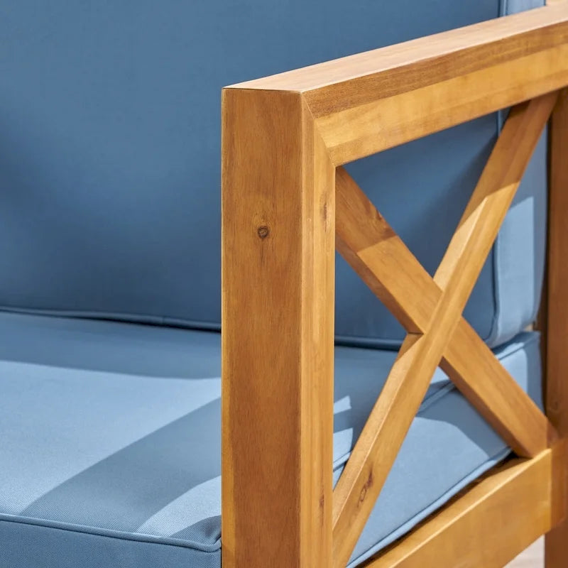 Ensemble canapé modulable et fauteuil Brava Outdoor en acacia par Christopher Knight Home
