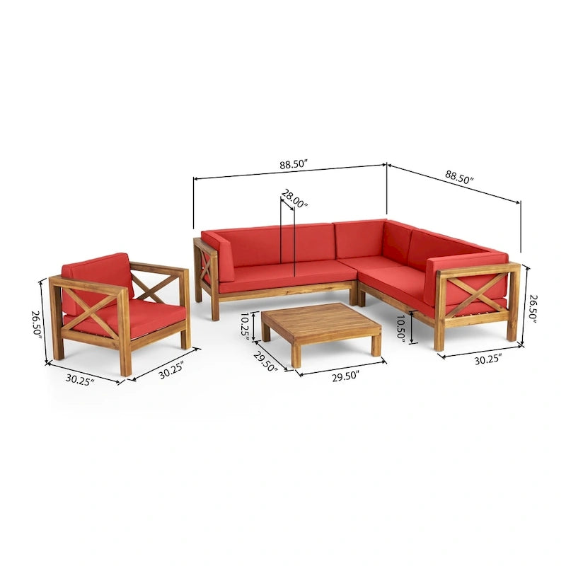 Ensemble canapé modulable et fauteuil Brava Outdoor en acacia par Christopher Knight Home