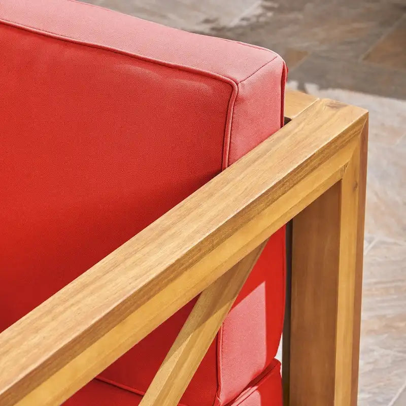 Ensemble canapé modulable et fauteuil Brava Outdoor en acacia par Christopher Knight Home
