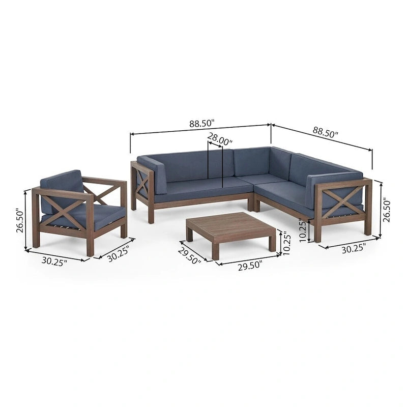 Ensemble canapé modulable et fauteuil Brava Outdoor en acacia par Christopher Knight Home