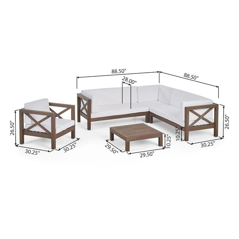 Ensemble canapé modulable et fauteuil Brava Outdoor en acacia par Christopher Knight Home