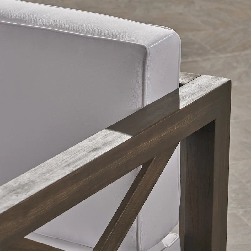 Ensemble canapé modulable et fauteuil Brava Outdoor en acacia par Christopher Knight Home