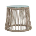 Table d'appoint d'extérieur en acier et corde Southport avec plateau en verre trempé par Christopher Knight Home