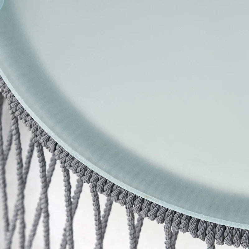 Table d'appoint d'extérieur en acier et corde Southport avec plateau en verre trempé par Christopher Knight Home