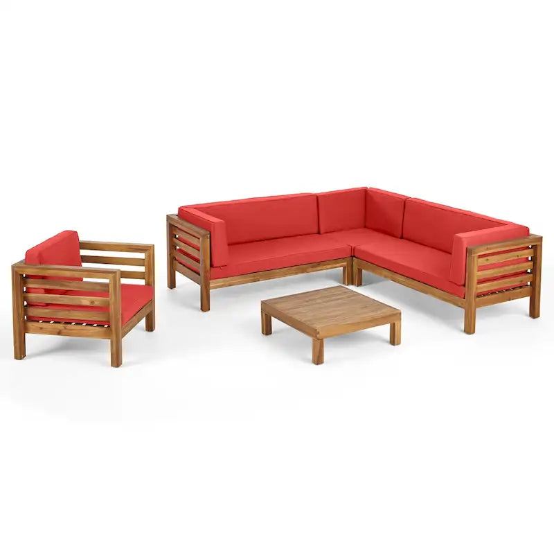 Canapé sectionnel 6 places / fauteuil de jardin en acacia Oana Outdoor de Christopher Knight Home