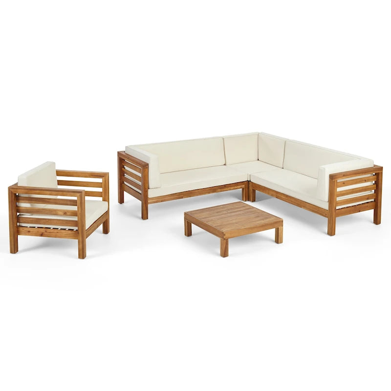 Canapé sectionnel 6 places / fauteuil de jardin en acacia Oana Outdoor de Christopher Knight Home