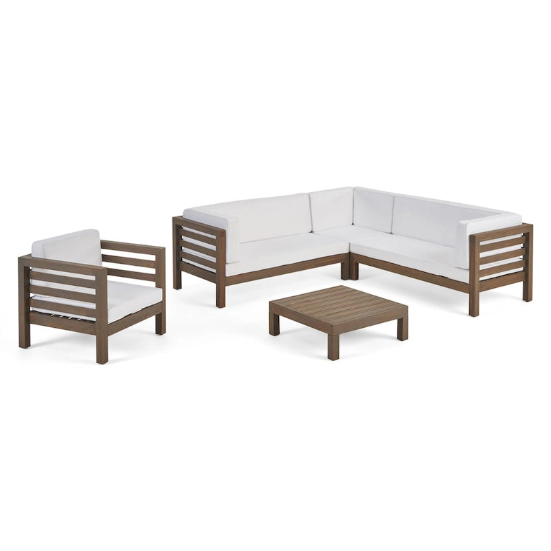 Canapé sectionnel 6 places / fauteuil de jardin en acacia Oana Outdoor de Christopher Knight Home