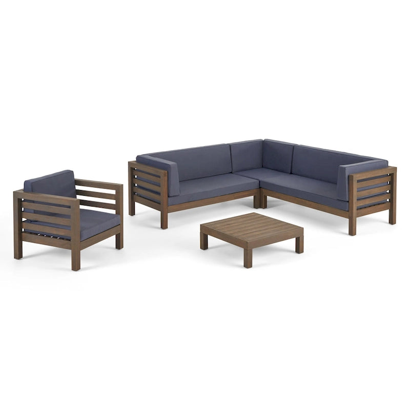 Canapé sectionnel 6 places / fauteuil de jardin en acacia Oana Outdoor de Christopher Knight Home