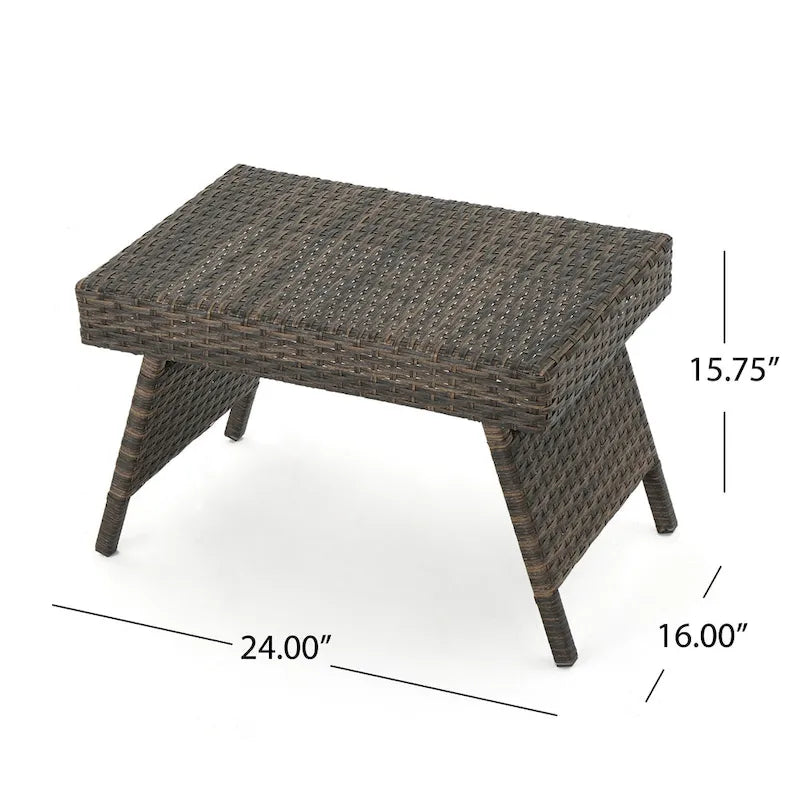 Table d'appoint pliante d'extérieur Salem Wicker par Christopher Knight Home