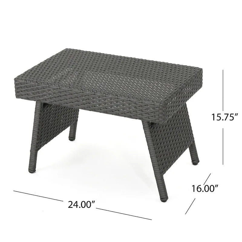 Table d'appoint pliante d'extérieur Salem Wicker par Christopher Knight Home