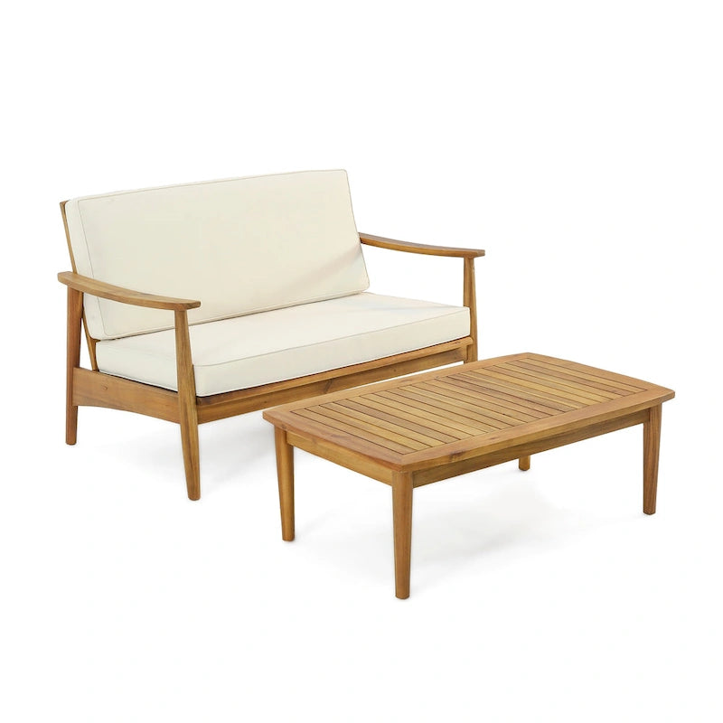 Causeuse et table basse d'extérieur en acacia Willowbrook par Christopher Knight Home