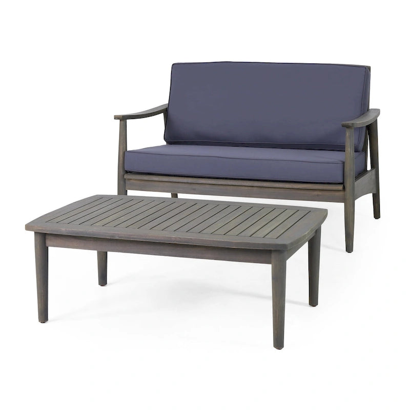 Causeuse et table basse d'extérieur en acacia Willowbrook par Christopher Knight Home