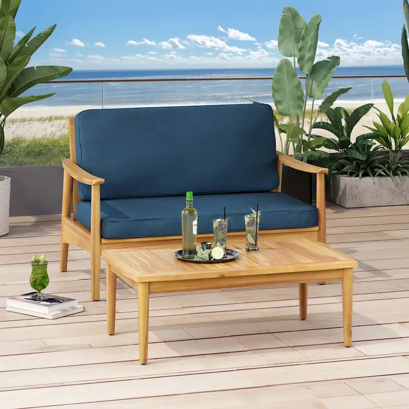 Causeuse et table basse d'extérieur en acacia Willowbrook par Christopher Knight Home