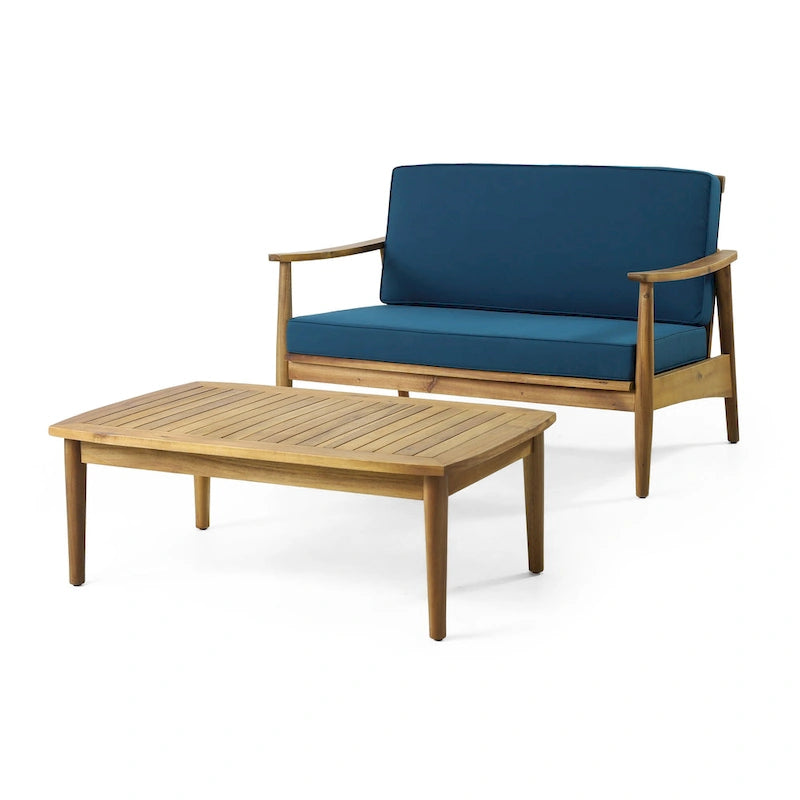 Causeuse et table basse d'extérieur en acacia Willowbrook par Christopher Knight Home