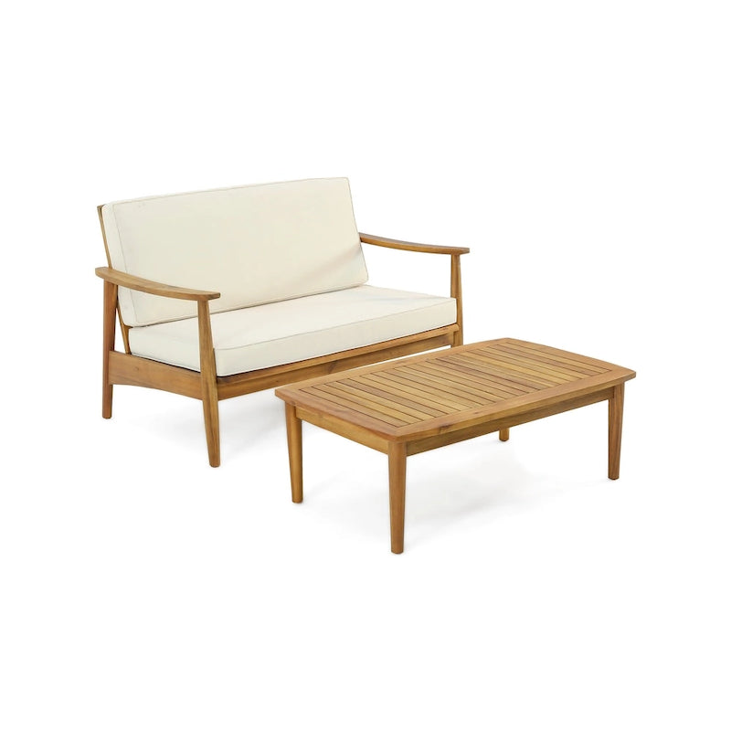 Causeuse et table basse d'extérieur en acacia Willowbrook par Christopher Knight Home