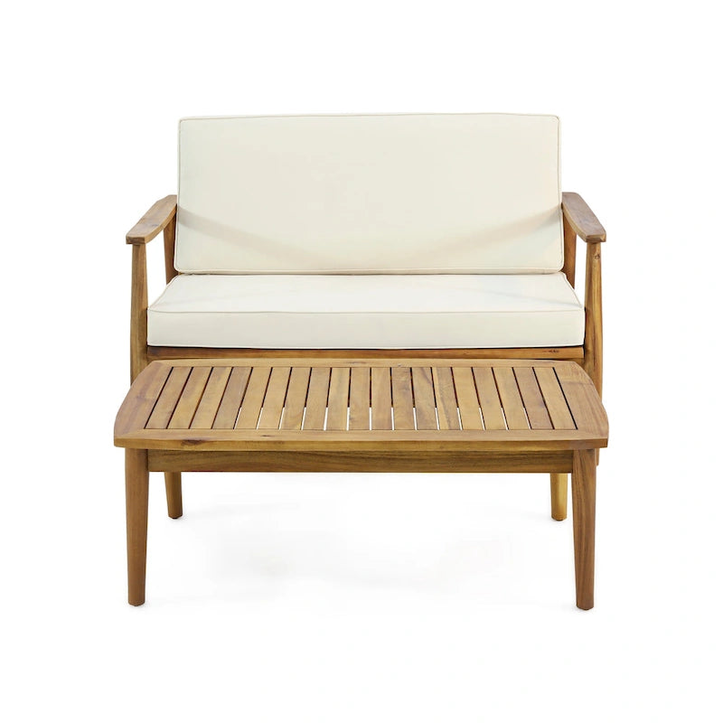 Causeuse et table basse d'extérieur en acacia Willowbrook par Christopher Knight Home
