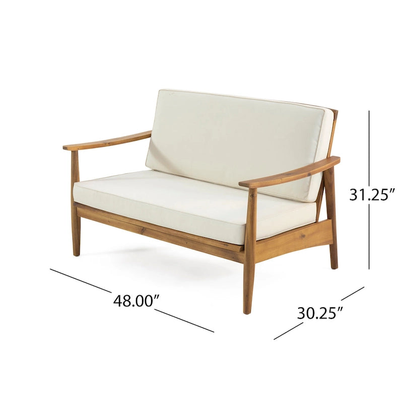 Causeuse et table basse d'extérieur en acacia Willowbrook par Christopher Knight Home