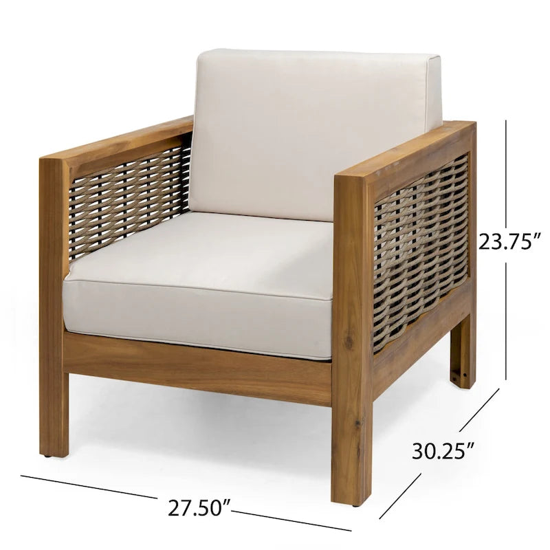 Ensemble de conversation d'extérieur Linwood 4 pièces en bois d'acacia par Christopher Knight Home