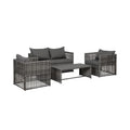 Audy Mobilier de jardin en rotin 4 pièces avec coussins