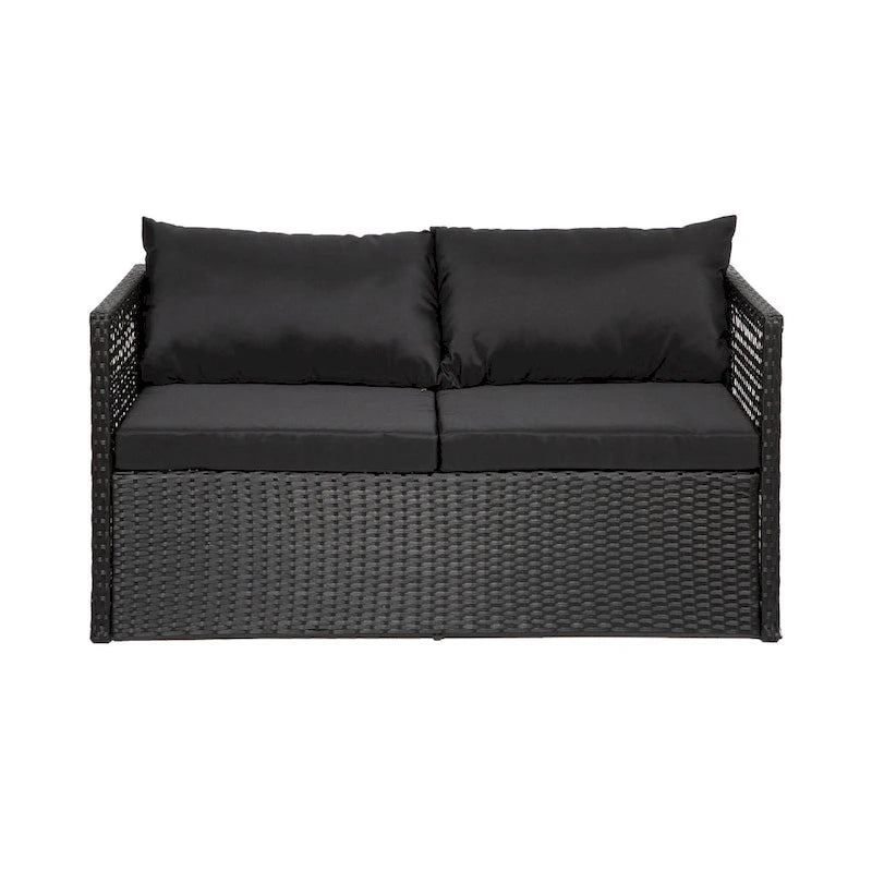 Audy Mobilier de jardin en rotin 4 pièces avec coussins