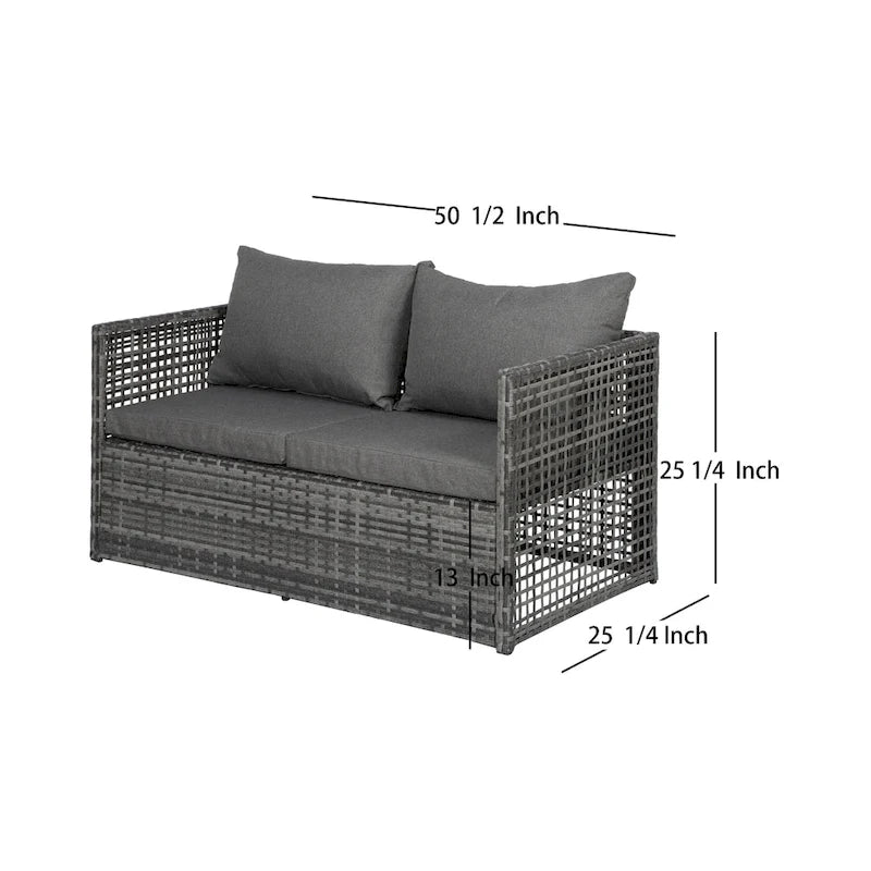 Audy Mobilier de jardin en rotin 4 pièces avec coussins