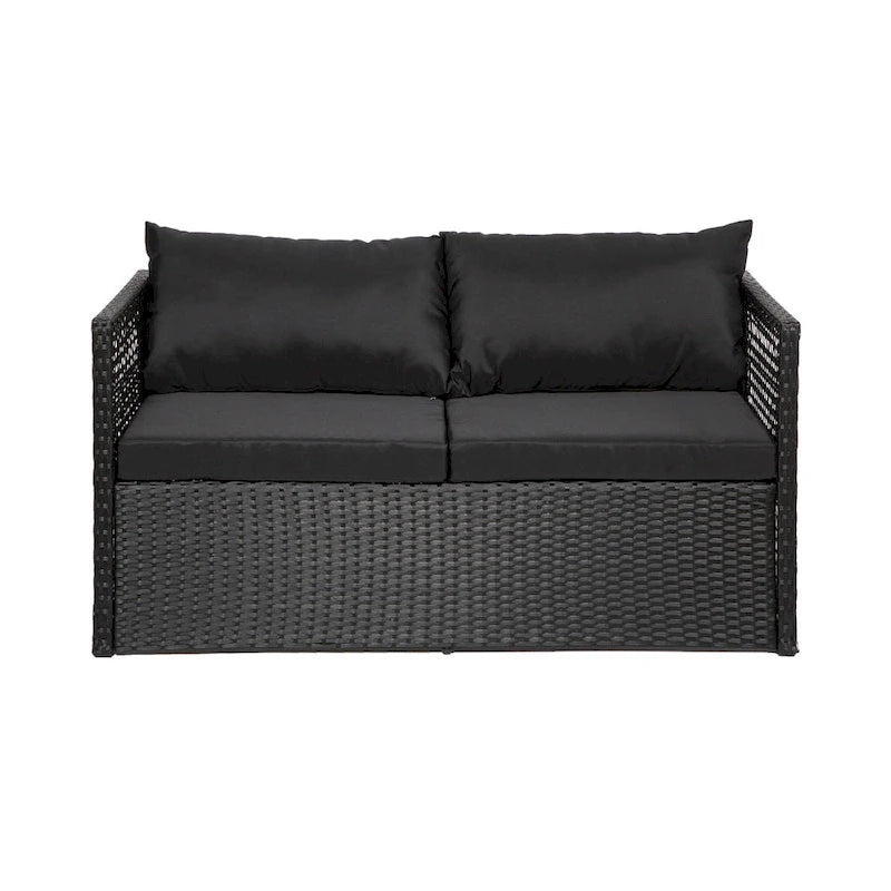 Audy Mobilier de jardin en rotin 4 pièces avec coussins
