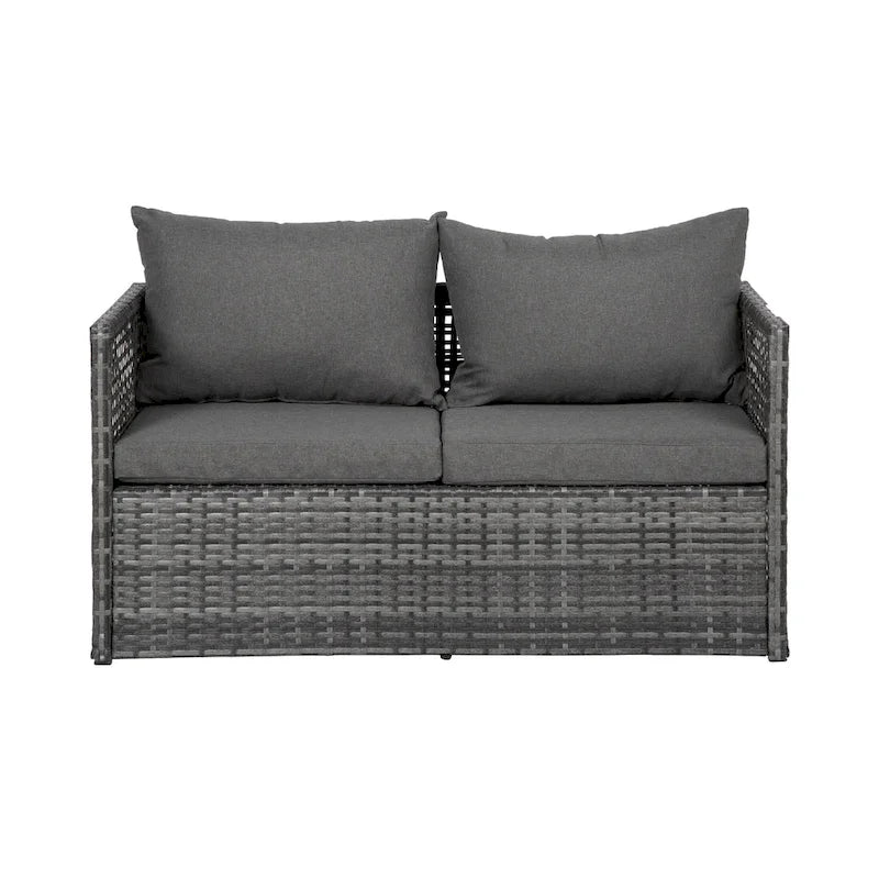Audy Mobilier de jardin en rotin 4 pièces avec coussins