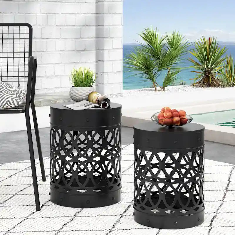 Tables d'appoint Mellie d'extérieur en métal (lot de 2) par Christopher Knight Home