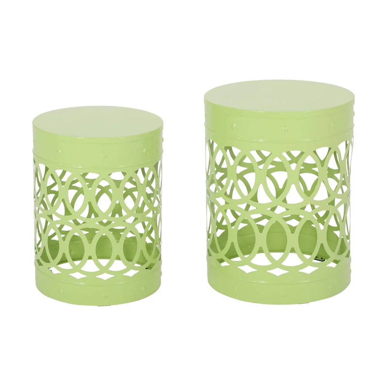 Tables d'appoint Mellie d'extérieur en métal (lot de 2) par Christopher Knight Home