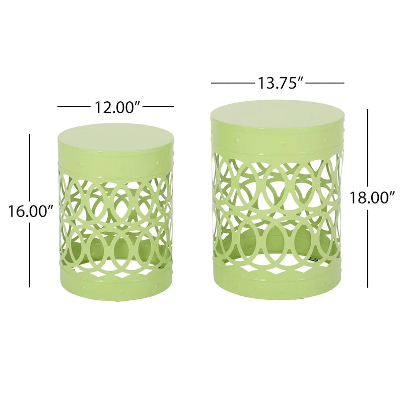 Tables d'appoint Mellie d'extérieur en métal (lot de 2) par Christopher Knight Home