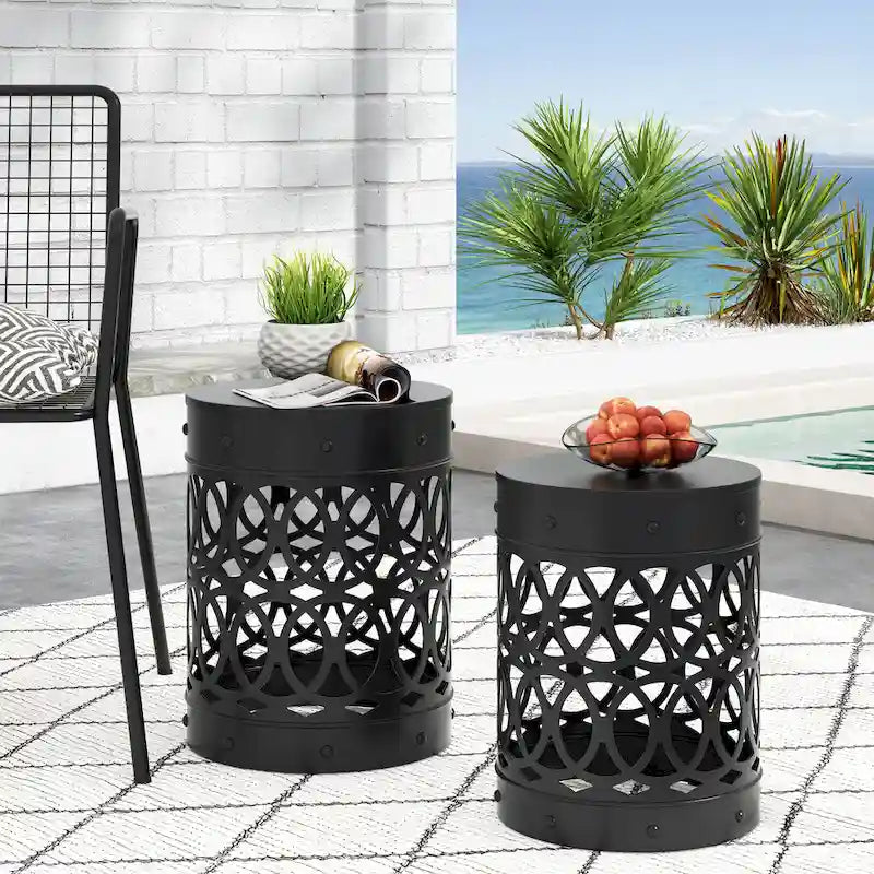 Tables d'appoint Mellie d'extérieur en métal (lot de 2) par Christopher Knight Home