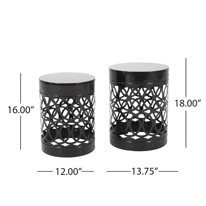 Tables d'appoint Mellie d'extérieur en métal (lot de 2) par Christopher Knight Home