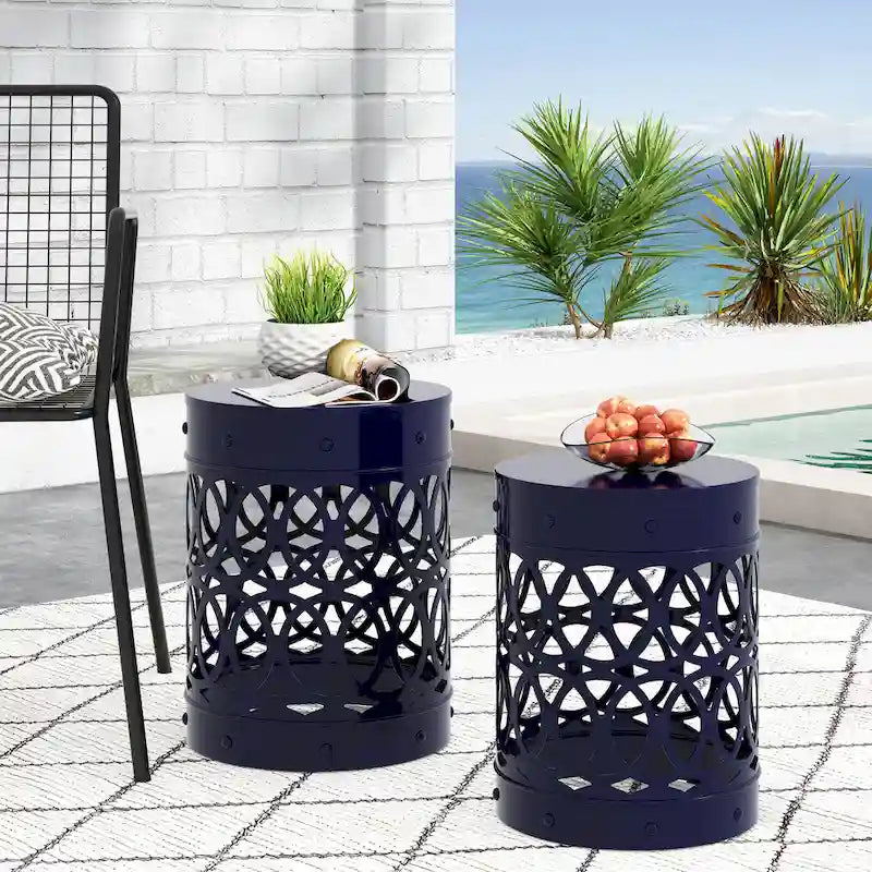 Tables d'appoint Mellie d'extérieur en métal (lot de 2) par Christopher Knight Home