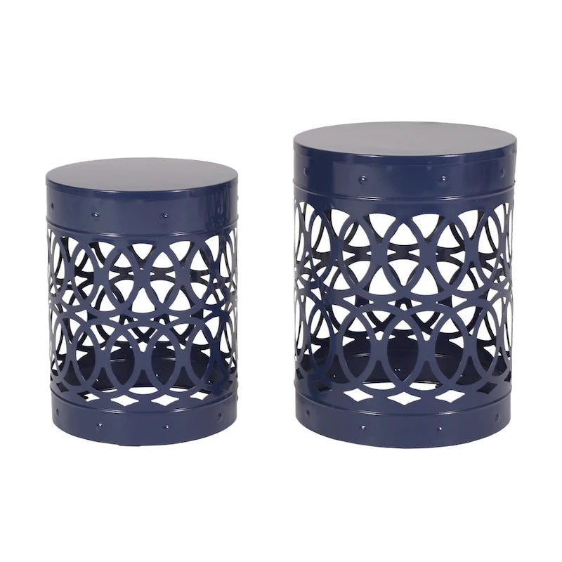 Tables d'appoint Mellie d'extérieur en métal (lot de 2) par Christopher Knight Home