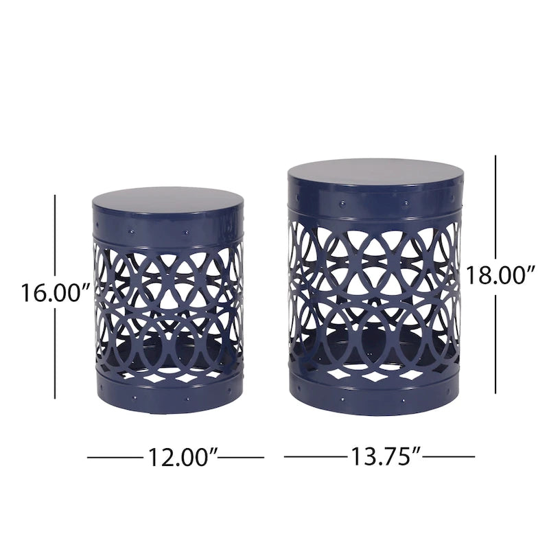 Tables d'appoint Mellie d'extérieur en métal (lot de 2) par Christopher Knight Home