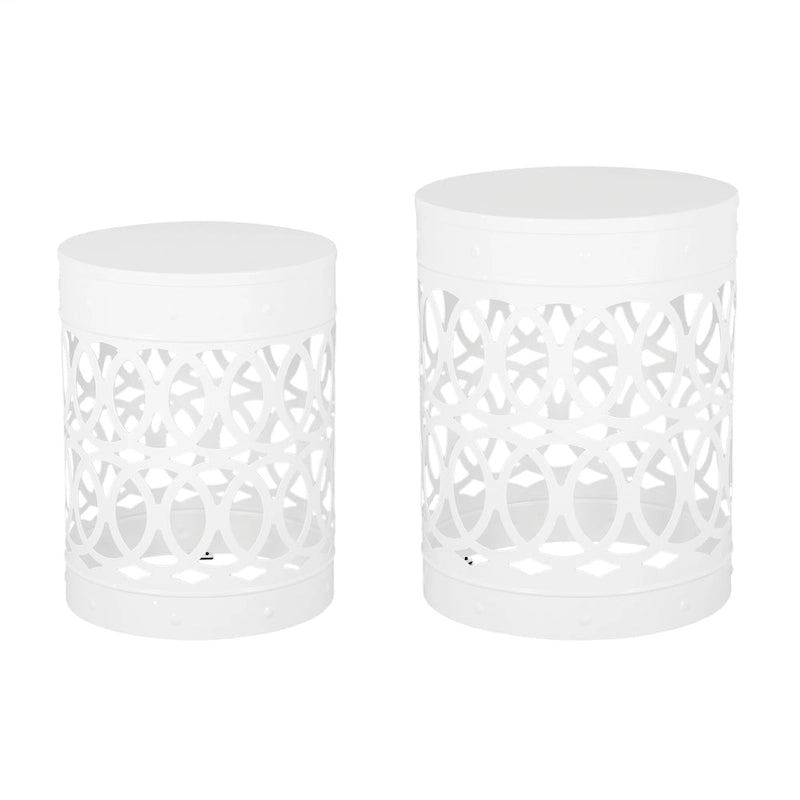 Tables d'appoint Mellie d'extérieur en métal (lot de 2) par Christopher Knight Home