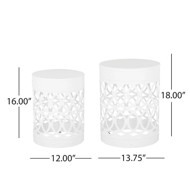 Tables d'appoint Mellie d'extérieur en métal (lot de 2) par Christopher Knight Home