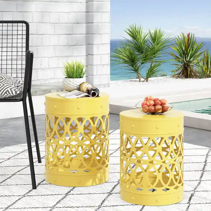 Tables d'appoint Mellie d'extérieur en métal (lot de 2) par Christopher Knight Home