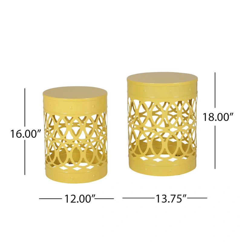 Tables d'appoint Mellie d'extérieur en métal (lot de 2) par Christopher Knight Home