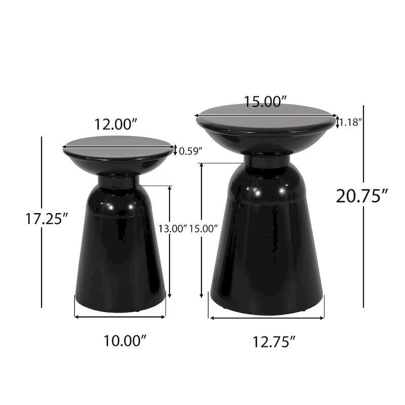 Tables d'appoint extérieures en métal Pelon (lot de 2) par Christopher Knight Home