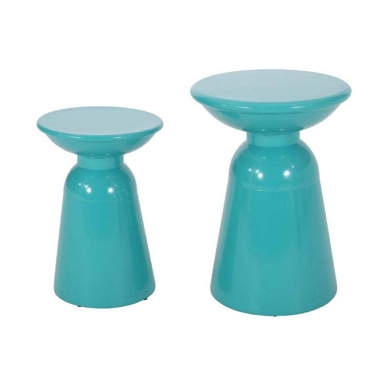Tables d'appoint extérieures en métal Pelon (lot de 2) par Christopher Knight Home