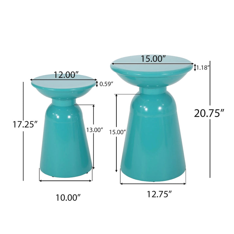 Tables d'appoint extérieures en métal Pelon (lot de 2) par Christopher Knight Home