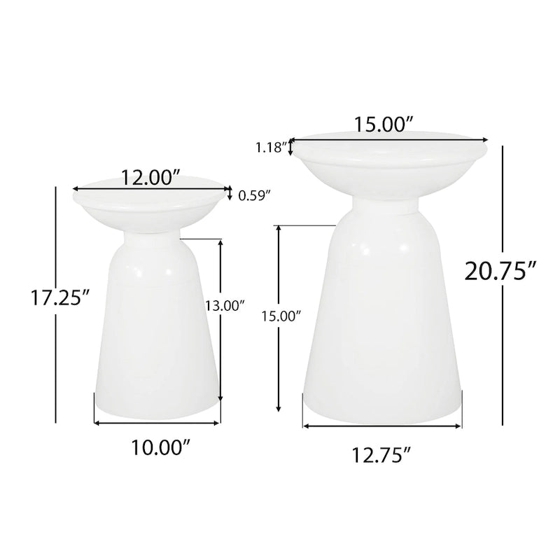 Tables d'appoint extérieures en métal Pelon (lot de 2) par Christopher Knight Home