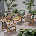 Hampton Wicker/ Acacia Wood Outdoor 5-piece Chat Set by Christopher Knight Home