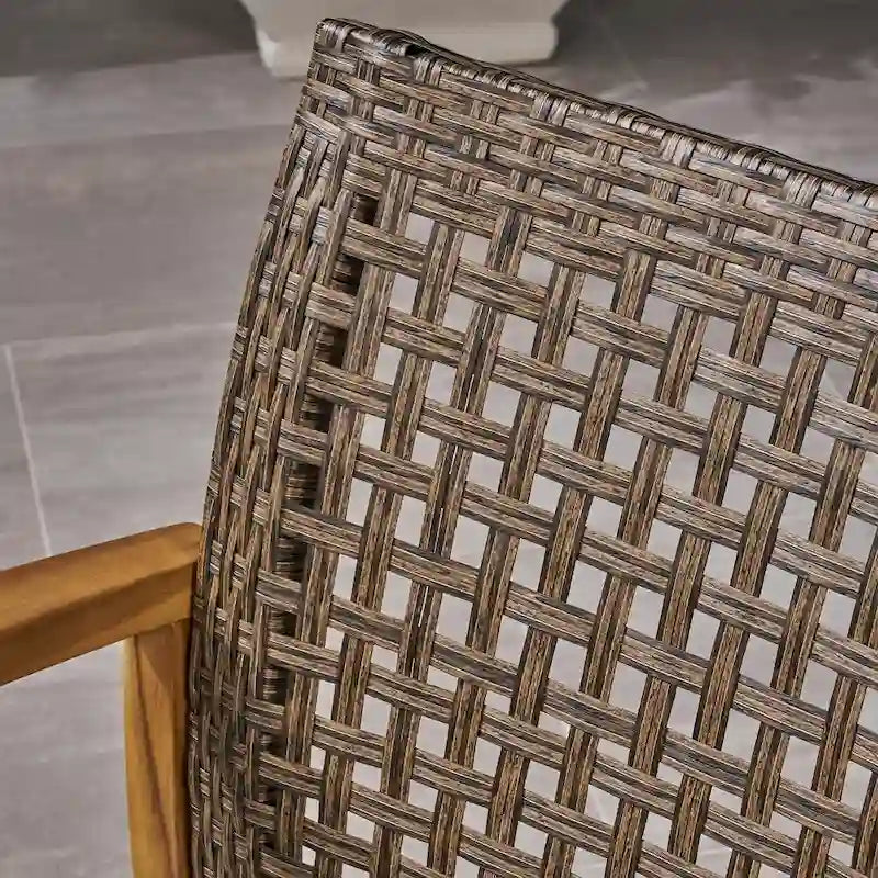 Ensemble de conversation extérieur 5 pièces Hampton Wicker/bois d'acacia par Christopher Knight Home