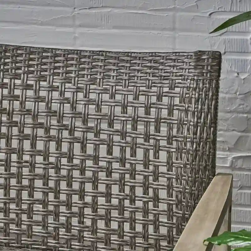 Ensemble de conversation extérieur 5 pièces Hampton Wicker/bois d'acacia par Christopher Knight Home