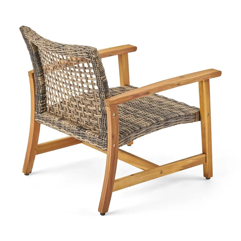 Ensemble de conversation extérieur 5 pièces Hampton Wicker/bois d'acacia par Christopher Knight Home