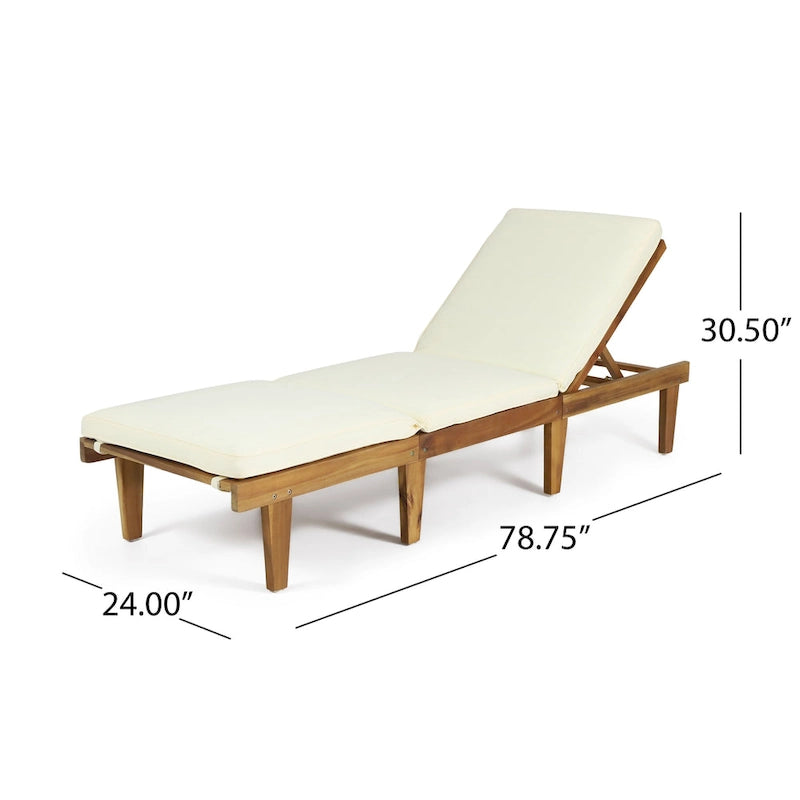 Ensemble de 3 chaises longues d'extérieur en bois d'acacia Ariana avec coussins résistants à l'eau par Christopher Knight Home