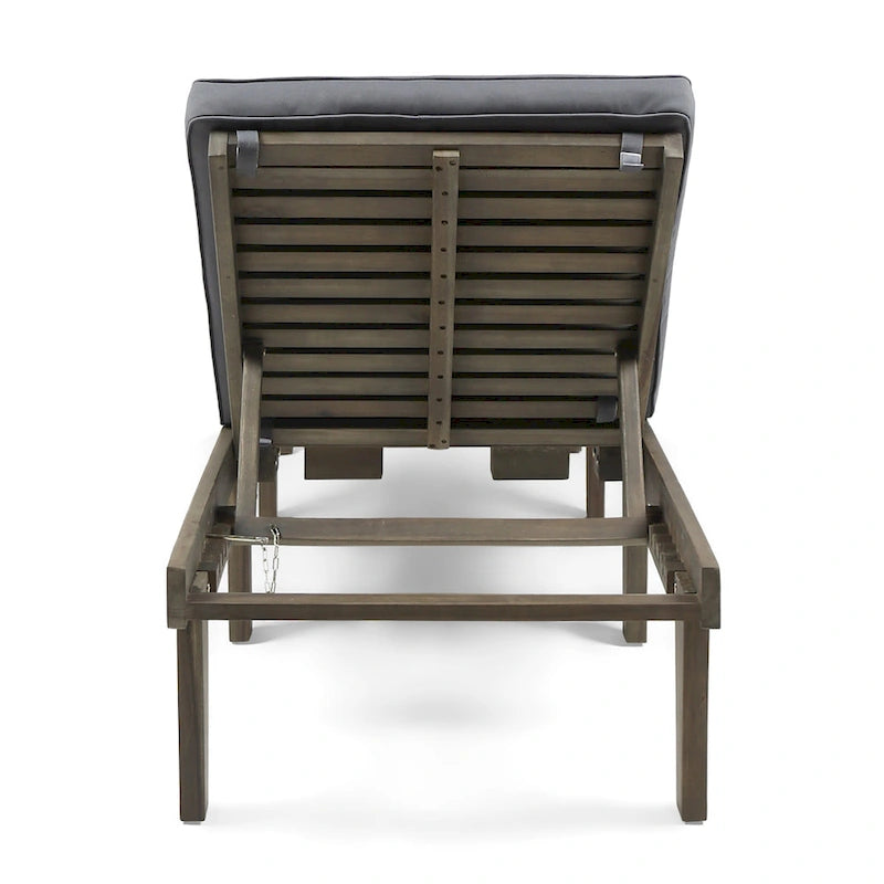 Ensemble de 3 chaises longues d'extérieur en bois d'acacia Ariana avec coussins résistants à l'eau par Christopher Knight Home