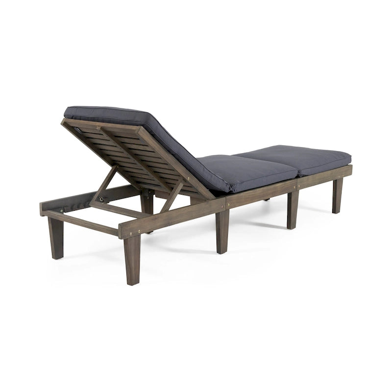 Ensemble de 3 chaises longues d'extérieur en bois d'acacia Ariana avec coussins résistants à l'eau par Christopher Knight Home